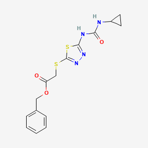 molecular formula C15H16N4O3S2 B2867697 苄基 2-((5-(3-环丙基脲基)-1,3,4-噻二唑-2-基)硫代)乙酸酯 CAS No. 1171729-47-7