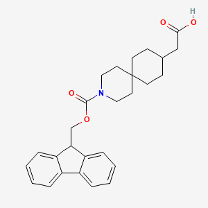 molecular formula C27H31NO4 B2867707 2-[3-(9H-Fluoren-9-ylmethoxycarbonyl)-3-azaspiro[5.5]undecan-9-yl]acetic acid CAS No. 2172032-08-3