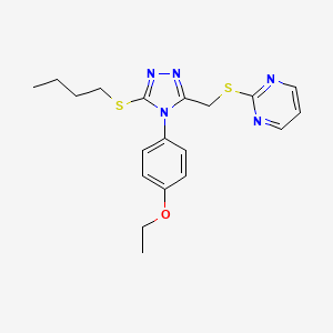 2-[[5-Butylsulfanyl-4-(4-ethoxyphenyl)-1,2,4-triazol-3-yl]methylsulfanyl]pyrimidine