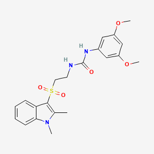 molecular formula C21H25N3O5S B2867710 1-(3,5-dimethoxyphenyl)-3-(2-((1,2-dimethyl-1H-indol-3-yl)sulfonyl)ethyl)urea CAS No. 946351-02-6