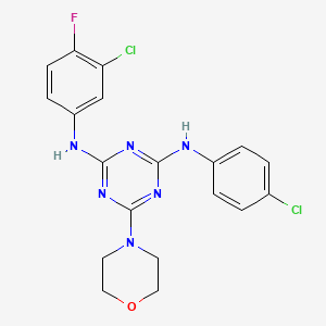 molecular formula C19H17Cl2FN6O B2867718 N2-(3-chloro-4-fluorophenyl)-N4-(4-chlorophenyl)-6-morpholino-1,3,5-triazine-2,4-diamine CAS No. 898611-49-9