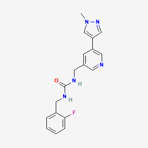 molecular formula C18H18FN5O B2867730 1-(2-氟苄基)-3-((5-(1-甲基-1H-吡唑-4-基)吡啶-3-基)甲基)脲 CAS No. 2034231-95-1