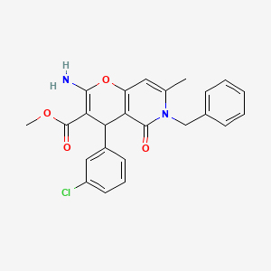 molecular formula C24H21ClN2O4 B2867734 methyl 2-amino-6-benzyl-4-(3-chlorophenyl)-7-methyl-5-oxo-5,6-dihydro-4H-pyrano[3,2-c]pyridine-3-carboxylate CAS No. 758702-49-7