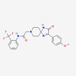 molecular formula C23H23F3N4O3 B2867735 2-(2-(4-methoxyphenyl)-3-oxo-1,4,8-triazaspiro[4.5]dec-1-en-8-yl)-N-(2-(trifluoromethyl)phenyl)acetamide CAS No. 932362-38-4