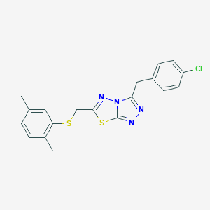 molecular formula C19H17ClN4S2 B286774 [3-(4-Chlorobenzyl)[1,2,4]triazolo[3,4-b][1,3,4]thiadiazol-6-yl]methyl 2,5-dimethylphenyl sulfide 