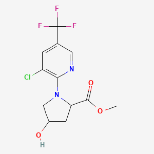 molecular formula C12H12ClF3N2O3 B2867751 Methyl 1-[3-chloro-5-(trifluoromethyl)pyridin-2-yl]-4-hydroxypyrrolidine-2-carboxylate CAS No. 251097-80-0