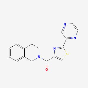 molecular formula C17H14N4OS B2867755 (3,4-dihydroisoquinolin-2(1H)-yl)(2-(pyrazin-2-yl)thiazol-4-yl)methanone CAS No. 1234840-98-2