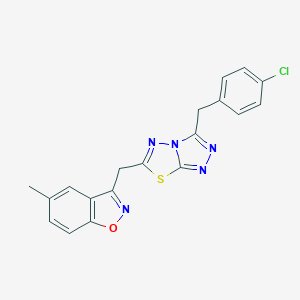 molecular formula C19H14ClN5OS B286776 3-{[3-(4-Chlorobenzyl)[1,2,4]triazolo[3,4-b][1,3,4]thiadiazol-6-yl]methyl}-5-methyl-1,2-benzisoxazole 