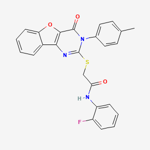 molecular formula C25H18FN3O3S B2867766 N-(2-fluorophenyl)-2-[[3-(4-methylphenyl)-4-oxo-[1]benzofuro[3,2-d]pyrimidin-2-yl]sulfanyl]acetamide CAS No. 872208-07-6