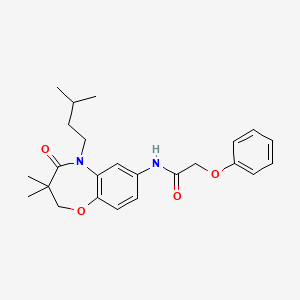 molecular formula C24H30N2O4 B2867768 N-(5-isopentyl-3,3-dimethyl-4-oxo-2,3,4,5-tetrahydrobenzo[b][1,4]oxazepin-7-yl)-2-phenoxyacetamide CAS No. 921524-14-3