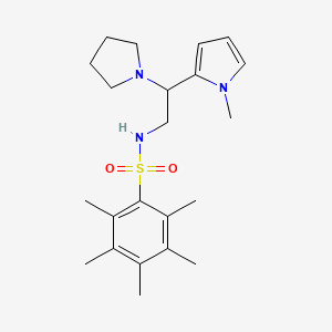 2,3,4,5,6-pentamethyl-N-(2-(1-methyl-1H-pyrrol-2-yl)-2-(pyrrolidin-1-yl)ethyl)benzenesulfonamide