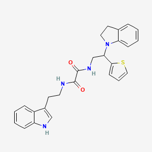 molecular formula C26H26N4O2S B2867775 N1-(2-(1H-indol-3-yl)ethyl)-N2-(2-(indolin-1-yl)-2-(thiophen-2-yl)ethyl)oxalamide CAS No. 898424-44-7
