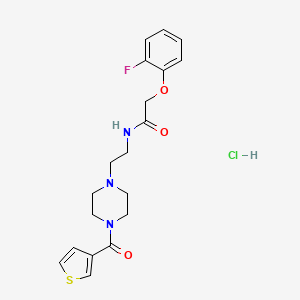2-(2-fluorophenoxy)-N-(2-(4-(thiophene-3-carbonyl)piperazin-1-yl)ethyl)acetamide hydrochloride