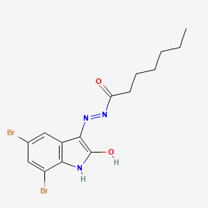 (Z)-N'-(5,7-dibromo-2-oxoindolin-3-ylidene)heptanehydrazide