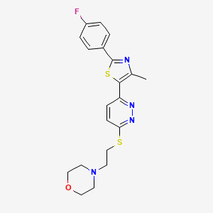 molecular formula C20H21FN4OS2 B2867799 4-(2-((6-(2-(4-Fluorophenyl)-4-methylthiazol-5-yl)pyridazin-3-yl)thio)ethyl)morpholine CAS No. 1005296-96-7