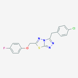 molecular formula C17H12ClFN4OS B286780 [3-(4-Chlorobenzyl)[1,2,4]triazolo[3,4-b][1,3,4]thiadiazol-6-yl]methyl 4-fluorophenyl ether 