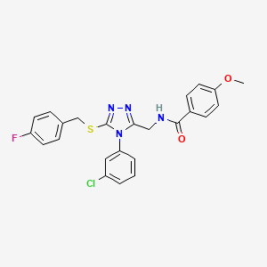 molecular formula C24H20ClFN4O2S B2867806 N-((4-(3-氯苯基)-5-((4-氟苄基)硫代)-4H-1,2,4-三唑-3-基)甲基)-4-甲氧基苯甲酰胺 CAS No. 476449-83-9