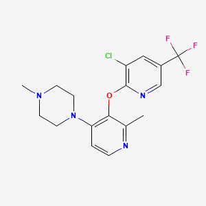 molecular formula C17H18ClF3N4O B2867810 1-(3-((3-氯-5-(三氟甲基)-2-吡啶基)氧基)-2-甲基-4-吡啶基)-4-甲基哌嗪 CAS No. 306977-41-3