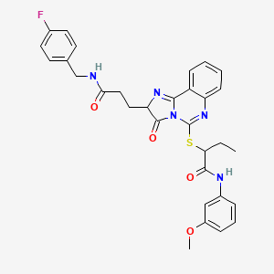 molecular formula C31H30FN5O4S B2867817 2-{[2-(2-{[(4-氟苯基)甲基]氨基羰基}乙基)-3-氧代-2H,3H-咪唑并[1,2-c]喹唑啉-5-基]硫代}-N-(3-甲氧基苯基)丁酰胺 CAS No. 1219179-13-1