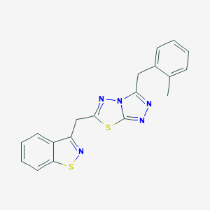 molecular formula C19H15N5S2 B286782 3-{[3-(2-Methylbenzyl)[1,2,4]triazolo[3,4-b][1,3,4]thiadiazol-6-yl]methyl}-1,2-benzisothiazole 