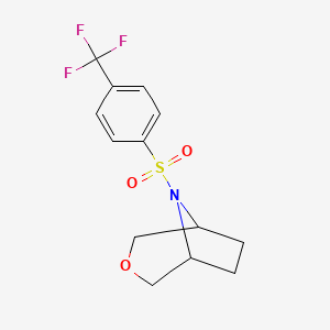 molecular formula C13H14F3NO3S B2867829 (1R,5S)-8-((4-(trifluoromethyl)phenyl)sulfonyl)-3-oxa-8-azabicyclo[3.2.1]octane CAS No. 1396846-35-7