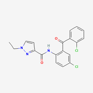 molecular formula C19H15Cl2N3O2 B2867832 N-(4-chloro-2-(2-chlorobenzoyl)phenyl)-1-ethyl-1H-pyrazole-3-carboxamide CAS No. 1172970-18-1