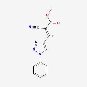 molecular formula C13H10N4O2 B2867839 Methyl (E)-2-cyano-3-(1-phenyltriazol-4-yl)prop-2-enoate CAS No. 2321336-27-8