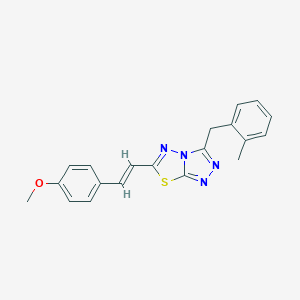 molecular formula C20H18N4OS B286785 6-[2-(4-Methoxyphenyl)vinyl]-3-(2-methylbenzyl)[1,2,4]triazolo[3,4-b][1,3,4]thiadiazole 
