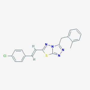 molecular formula C19H15ClN4S B286786 6-[2-(4-Chlorophenyl)vinyl]-3-(2-methylbenzyl)[1,2,4]triazolo[3,4-b][1,3,4]thiadiazole 