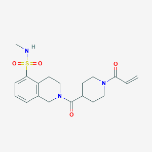 molecular formula C19H25N3O4S B2867862 N-Methyl-2-(1-prop-2-enoylpiperidine-4-carbonyl)-3,4-dihydro-1H-isoquinoline-5-sulfonamide CAS No. 2361856-01-9