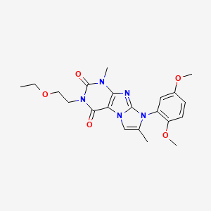 molecular formula C21H25N5O5 B2867866 8-(2,5-Dimethoxyphenyl)-3-(2-ethoxyethyl)-1,7-dimethyl-1,3,5-trihydro-4-imidaz olino[1,2-h]purine-2,4-dione CAS No. 896307-28-1