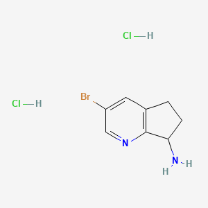 molecular formula C8H11BrCl2N2 B2867867 3-Bromo-6,7-dihydro-5H-cyclopenta[b]pyridin-7-amine dihydrochloride CAS No. 2126177-76-0
