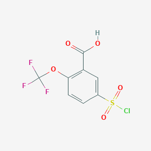 molecular formula C8H4ClF3O5S B2867868 Benzoic acid, 5-(chlorosulfonyl)-2-(trifluoromethoxy)- CAS No. 845616-29-7