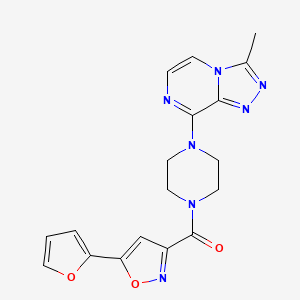 molecular formula C18H17N7O3 B2867875 (5-(呋喃-2-基)异恶唑-3-基)(4-(3-甲基-[1,2,4]三唑并[4,3-a]哒嗪-8-基)哌嗪-1-基)甲酮 CAS No. 2034353-03-0