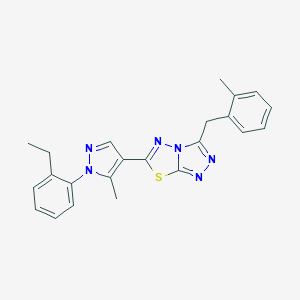 molecular formula C23H22N6S B286788 6-[1-(2-ethylphenyl)-5-methyl-1H-pyrazol-4-yl]-3-(2-methylbenzyl)[1,2,4]triazolo[3,4-b][1,3,4]thiadiazole 