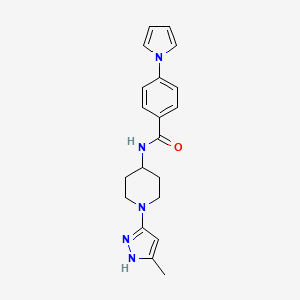 molecular formula C20H23N5O B2867882 N-(1-(5-methyl-1H-pyrazol-3-yl)piperidin-4-yl)-4-(1H-pyrrol-1-yl)benzamide CAS No. 1902942-75-9