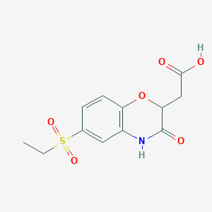 molecular formula C12H13NO6S B2867885 2-[6-(ethanesulfonyl)-3-oxo-3,4-dihydro-2H-1,4-benzoxazin-2-yl]acetic acid CAS No. 1082837-93-1