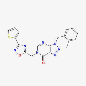 molecular formula C19H15N7O2S B2867886 3-(2-methylbenzyl)-6-((3-(thiophen-2-yl)-1,2,4-oxadiazol-5-yl)methyl)-3H-[1,2,3]triazolo[4,5-d]pyrimidin-7(6H)-one CAS No. 1207024-16-5