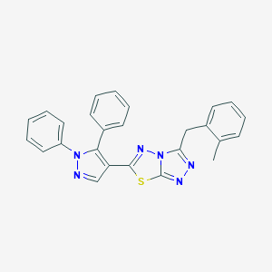 molecular formula C26H20N6S B286789 6-(1,5-diphenyl-1H-pyrazol-4-yl)-3-(2-methylbenzyl)[1,2,4]triazolo[3,4-b][1,3,4]thiadiazole 