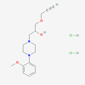 molecular formula C17H26Cl2N2O3 B2867891 1-(4-(2-甲氧基苯基)哌嗪-1-基)-3-(丙-2-炔-1-yloxy)丙-2-醇二盐酸盐 CAS No. 1185666-05-0