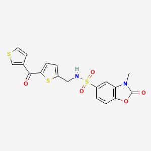 3-methyl-2-oxo-N-((5-(thiophene-3-carbonyl)thiophen-2-yl)methyl)-2,3-dihydrobenzo[d]oxazole-5-sulfonamide