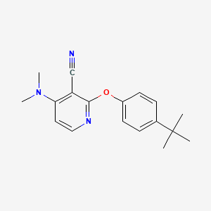 molecular formula C18H21N3O B2867900 2-[4-(叔丁基)苯氧基]-4-(二甲氨基)烟腈 CAS No. 341967-06-4