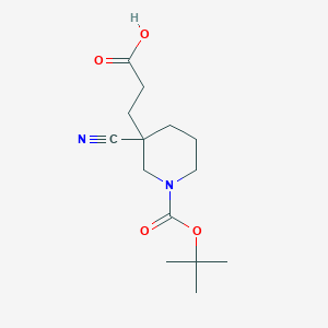 3-[3-Cyano-1-[(2-methylpropan-2-yl)oxycarbonyl]piperidin-3-yl]propanoic acid