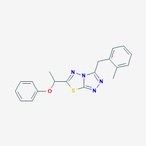 molecular formula C19H18N4OS B286791 1-[3-(2-Methylbenzyl)[1,2,4]triazolo[3,4-b][1,3,4]thiadiazol-6-yl]ethyl phenyl ether 
