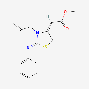 molecular formula C15H16N2O2S B2867911 (E)-甲基 2-((Z)-3-烯丙基-2-(苯亚氨基)噻唑烷-4-亚甲基)乙酸酯 CAS No. 1164481-40-6