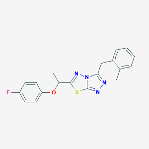 molecular formula C19H17FN4OS B286792 6-[1-(4-Fluorophenoxy)ethyl]-3-(2-methylbenzyl)[1,2,4]triazolo[3,4-b][1,3,4]thiadiazole 