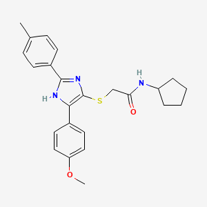 molecular formula C24H27N3O2S B2867924 N-cyclopentyl-2-{[5-(4-methoxyphenyl)-2-(4-methylphenyl)-1H-imidazol-4-yl]thio}acetamide CAS No. 901258-26-2