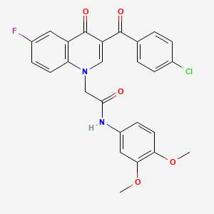 molecular formula C26H20ClFN2O5 B2867927 2-[3-(4-氯苯甲酰)-6-氟-4-氧代喹啉-1-基]-N-(3,4-二甲氧基苯基)乙酰胺 CAS No. 866590-18-3