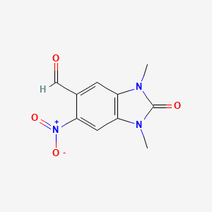 molecular formula C10H9N3O4 B2867933 1,3-dimethyl-6-nitro-2-oxo-2,3-dihydro-1H-benzimidazole-5-carbaldehyde CAS No. 727366-73-6