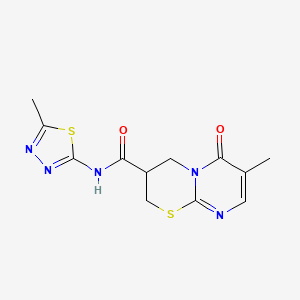 molecular formula C12H13N5O2S2 B2867935 7-methyl-N-(5-methyl-1,3,4-thiadiazol-2-yl)-6-oxo-2,3,4,6-tetrahydropyrimido[2,1-b][1,3]thiazine-3-carboxamide CAS No. 1396813-03-8